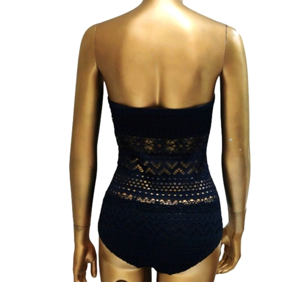One Piece Black Knit Monokini Swimsuit with Straps Crochet Swimwear - Picture 5 of 10